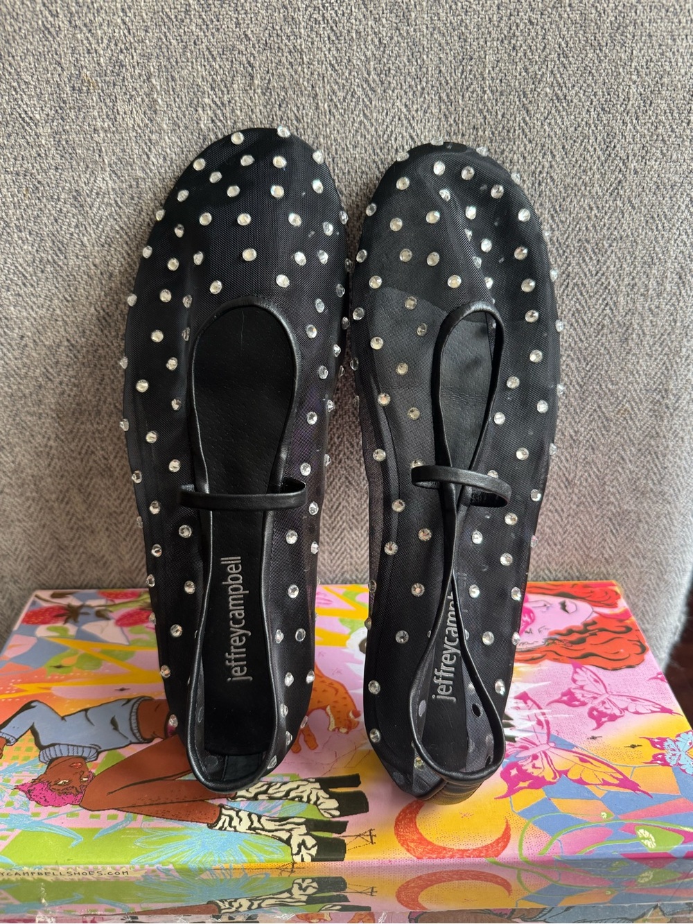 Jeffrey Campbell Black Mesh Ballet Flats